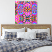 Zonnebloemvelden voor eeuwig roze canvas afdruk (Insitu (Slaapkamer))