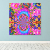 Zonnebloemvelden voor eeuwig roze canvas afdruk (Insitu (Houten vloer))