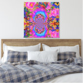 Zonnebloemvelden voor eeuwig roze canvas afdruk (Insitu (Slaapkamer))