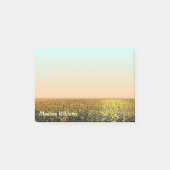 Zonnebloemveldnotities met aangepaste naam post-it® notes (Voorkant)