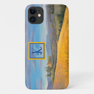 Zonnebloemveldschilderingen naar monogram iPhone 11 hoesje