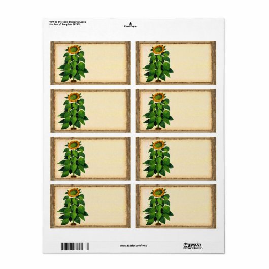Zonnebloemverzendlabels Etiket (Full Sheet)