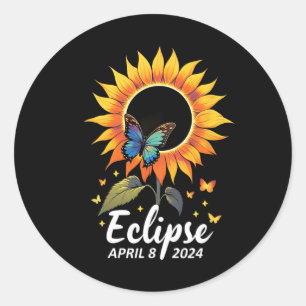 Zonnebloemvlinders Bloemen Totale Zonsverduisterin Ronde Sticker