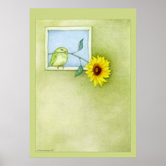 Zonnebloemvogel Poster (Voorkant)