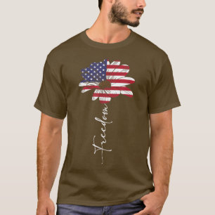 Zonnebloemvrijheid Amerikaanse vlag op 4 juli van T-shirt