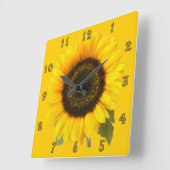 Zonnebloemwandklok Vierkante Klok (Hoek)