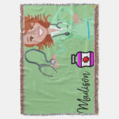 Zonnebloemzure Throw Blanket Deken (Voorkant Verticaal)