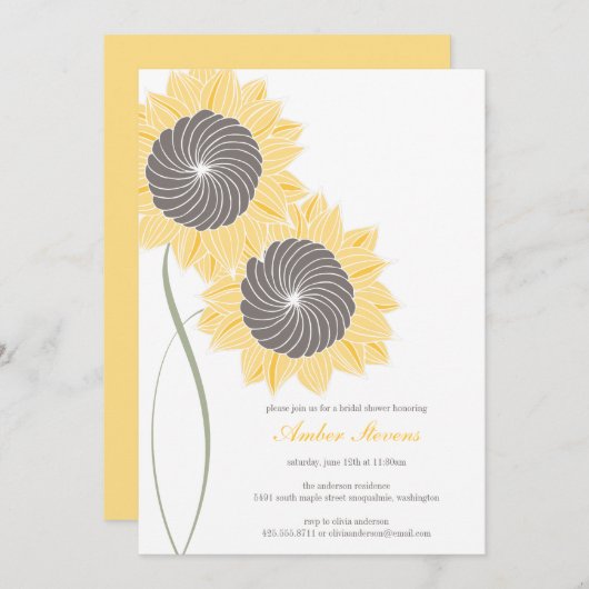 Zonnebloeschower/partijuitnodiging Kaart (Voorkant / Achterkant)