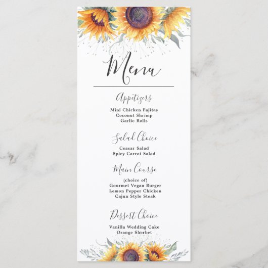 Zonnebloesibloei | Bloemmenu Menu (Voorkant)