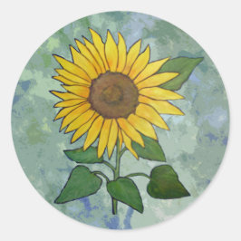 Zonnebloesticker Ronde Sticker