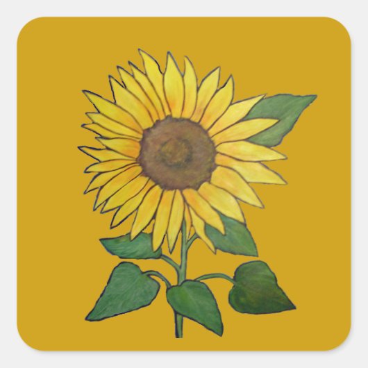 Zonnebloesticker Vierkante Sticker (Voorkant)