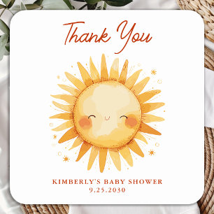 Zonneboho Lieve Zonne Baby Shower Bedankt Vierkante Sticker