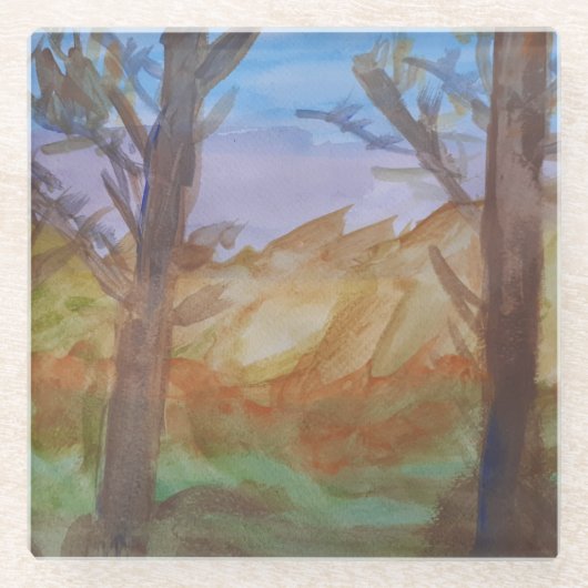 Zonnebomen Glazen Onderzetter (Voorkant)