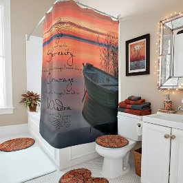 Zonneboot met zeebegebed douchegordijn