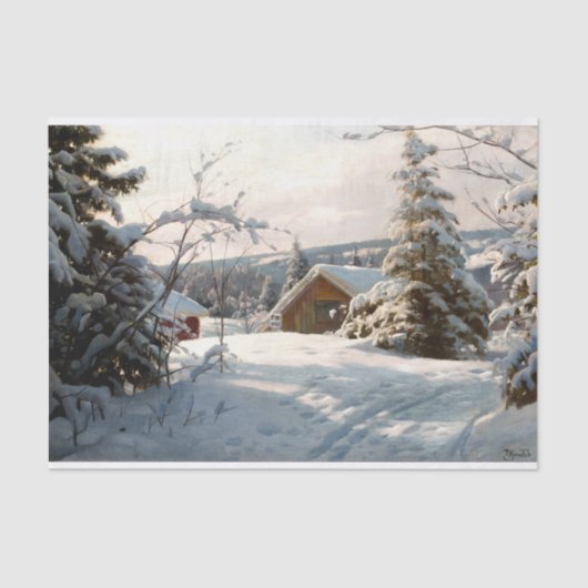 Zonnebrandend winterlandschap van Peder Mork Monst Tissuepapier (Voorkant)
