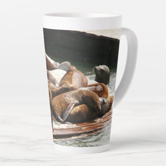 Zonnebranderige Zeeen in San Francisco Latte Mok (Rechterhoek)