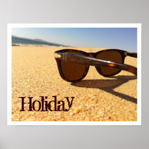 Zonnebril op de strandposter poster