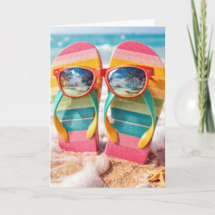 Zonnebril op Flipflops in strandzand Kaart