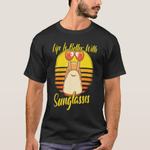 Zonnebril Retro Zonsondergang Strand Vakantie Slak T-shirt