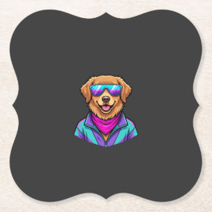 Zonnebril voor honden Retro Neon Kunst_1 Kartonnen Onderzetters