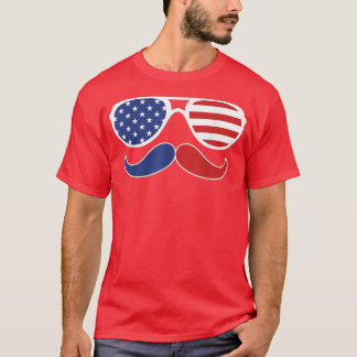 Zonnebrillen Amerikaanse vlag Mustache 4 juli Patr T-shirt