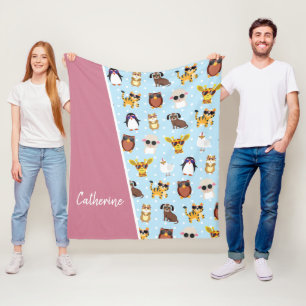 Zonnebrillen met de naam "Cute Animals" Fleece Deken