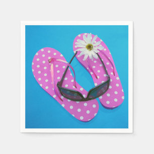 Zonnebrillen op Polka Dot Teenslippers Servet