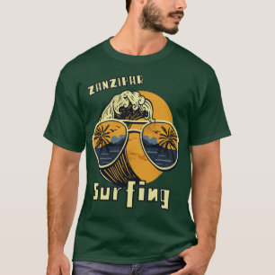 Zonnebrillen Surfende Beach Zanzibar Vacation Palm T-shirt