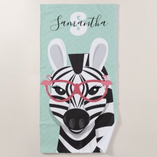 Zonnebrillen Zwart Witte Zebra Roze Flamingo Naam Strandlaken