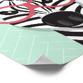 Zonnebrillen Zwart Witte Zebra Roze flamingo Poster (Hoek)