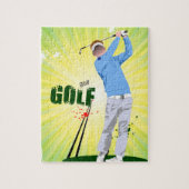 Zonneburst golfer jigzaag puzzel met golfer legpuzzel (Verticaal)