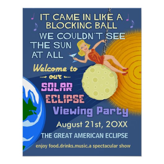 Zonneclipse Party Funny Retro Sun Viewing 2017 Perfect Poster (Voorkant)