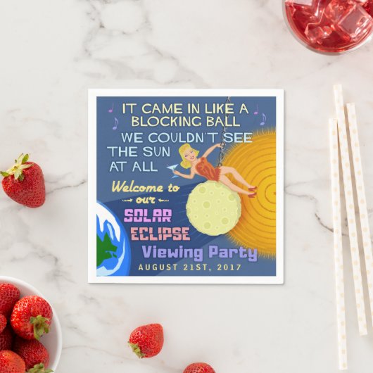 Zonneclipse Party Funny Retro Sun Viewing 2017 Servet (Insitu)