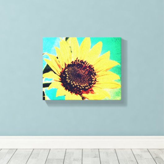 Zonnedag, een zonnebloem canvas afdruk (Insitu (Houten vloer))