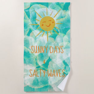 Zonnedagen en zout-golven keukenhanddoek strandlaken