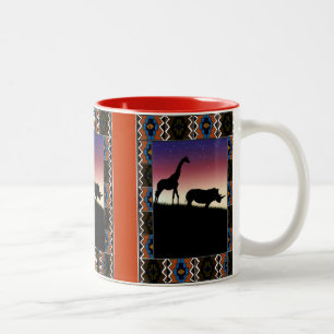 Zonnedieren, afrikaanse dieren tweekleurige koffiemok