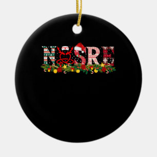 Zonnees Kerstkerst Stethoscoop Verpleegsters Xmas  Keramisch Ornament