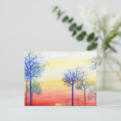 Zonneet met blauwe bomen briefkaart (Staand voorkant)