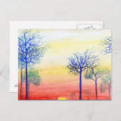 Zonneet met blauwe bomen briefkaart (Voorkant / Achterkant)