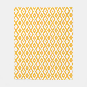 Zonnegeel en wit diamantpatroon fleece deken
