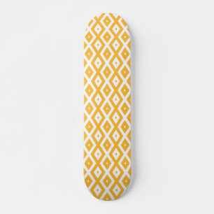 Zonnegeel en wit diamantpatroon skateboard