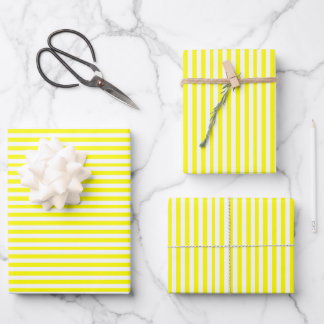Zonnegeel en wit gestreept inpakpapier vel