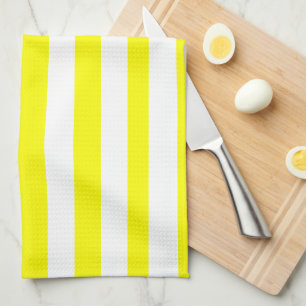 Zonnegeel en wit gestreepte print theedoek