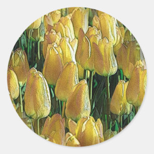 Zonnegeltulpen Ronde Sticker