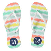 Zonnegewassen Neon Summer Cabana Stripe Monogram Teenslippers (Voetbed)
