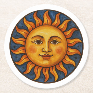 Zonnegezicht Ronde Kartonnen Onderzetter