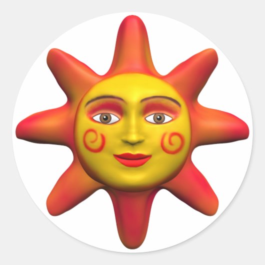 Zonnegezicht Ronde Sticker (Voorkant)