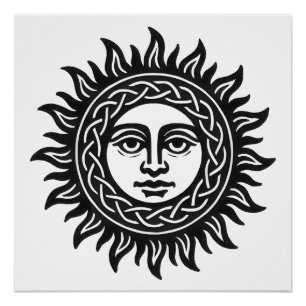 Zonnegezicht Sigil – Zwart Zon Embleem Perfect Poster