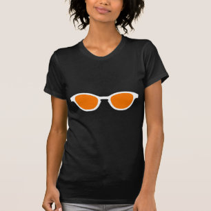 Zonneglazen Witte rand Oranje lens De mus Zazzle T-shirt