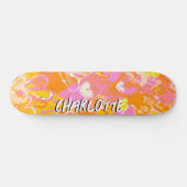 Zonnegloed: Oranje, roze & gele graffiti harten Skateboard (Horizontaal)